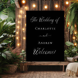Poster Boas-vindas ao guião preto de casamento