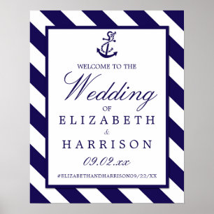 Poster Boas-vindas ao Marinho e Stripe Azul