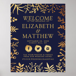 Poster Boas-vindas ao Marinho Elegante e ao Casamento Flo