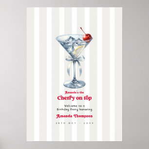 Poster Boas-vindas ao Martini Cherry on Top para Festa de