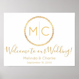 Poster Boas-vindas ao Monograma do Casamento Dourado Russ