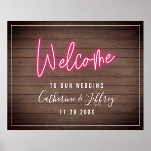 Poster Boas-vindas ao Neon Wood Plank