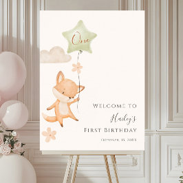 Poster Boas-vindas ao Primeiro Aniversário da Raposa Fofa