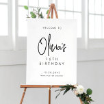 Poster Boas-vindas ao Primeiro Aniversário do Script Manu<br><div class="desc">Bem-vindo a convidados para o seu evento com este sinal de boas-vindas personalizável à festa de aniversário. Ele apresenta uma escrita à mão e uma simples tipografia. Personalize este sinal minimalista de boas-vindas de 16 anos adicionando seus próprios detalhes de eventos. Os textos são perfeitamente editáveis para todos os efeitos....</div>