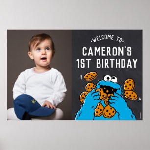 Poster Boas-vindas ao primeiro aniversario Monster Cookie