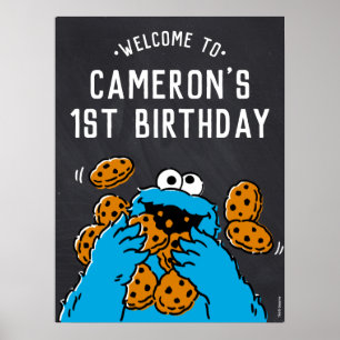 Poster Boas-vindas ao primeiro aniversario Monster Cookie
