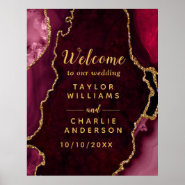 Poster Boas-vindas ao Red e Dourado Agate Wedes