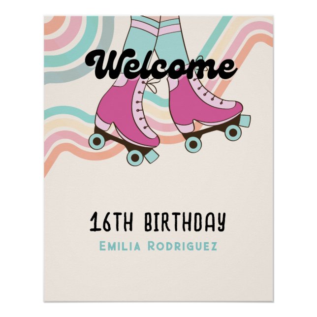 Pôster Boas-vindas ao Rock and ROLL Roller Party (Frente)