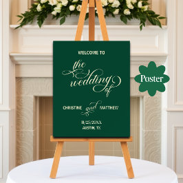 Poster Boas-vindas ao Teal da Caligrafia Elegante