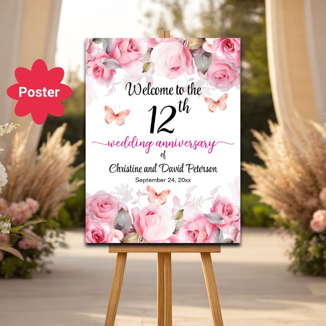 Poster Boas-vindas aos Rosas de Blush de 12 (Criador carregado)