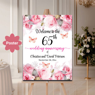 Poster Boas-vindas aos Rosas de Blush do 65º aniversário