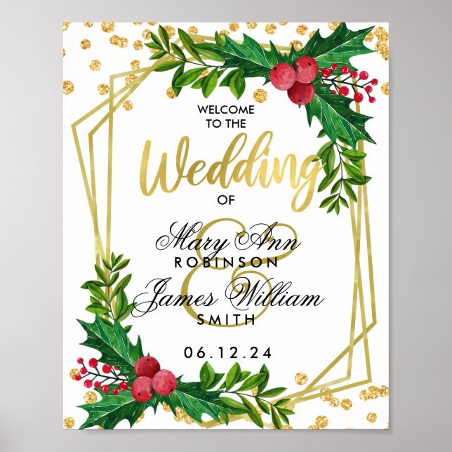 Poster Boas-vindas Casamento de Feriado Branco Dourado Ho (Frente)