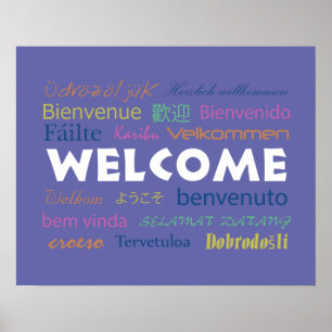 Poster Boas-vindas Coloridas Muitos Idiomas Moderno Perwi