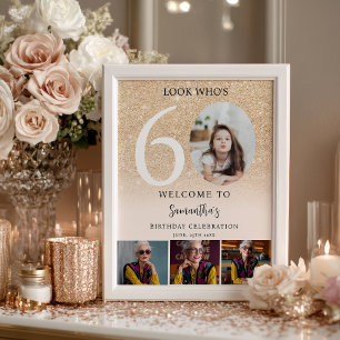 Poster Boas-vindas com 4 fotos para 60º aniversário com b