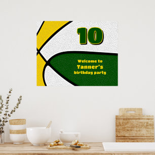 Poster boas vindas da equipe de basquetebol em ouro verde