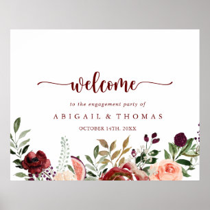 Poster Boas-vindas da Festa de Noivado Floral de Verão Rú