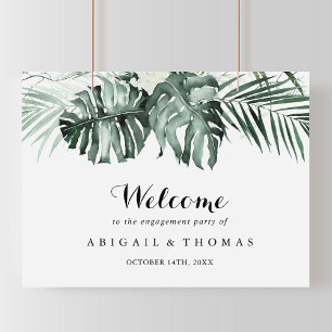 Poster Boas-vindas da Festa de Noivado Tropical Verde Bra
