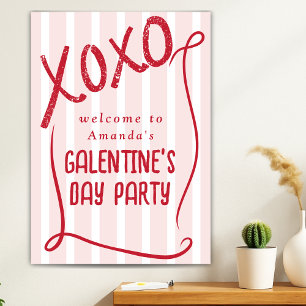 Poster Boas-vindas da Festa do Dia de Galentine à Mão XOX
