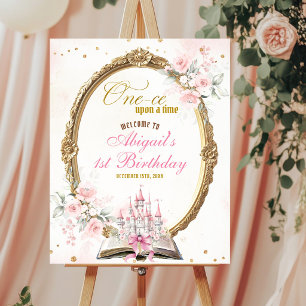 Poster Boas-vindas de 1º Aniversário Blush Pink Storybook