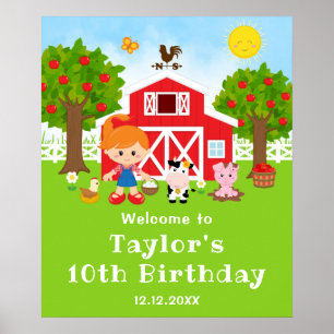 Poster Boas-vindas de aniversário da menina de cabelo ver