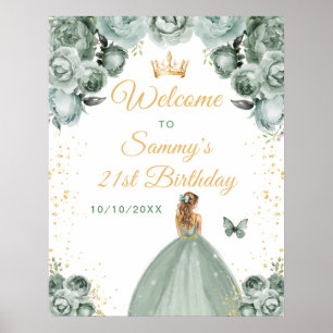 Poster Boas-vindas de aniversário da princesa de cabelo l