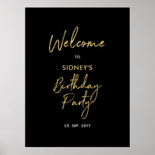 Poster Boas-vindas de Aniversário Modernas Douradas e Pre