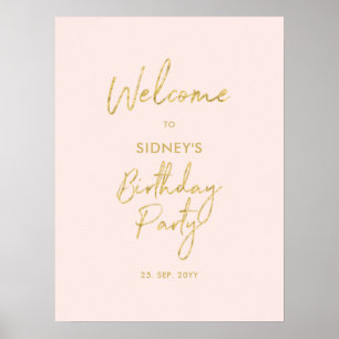 Poster Boas-vindas de Aniversário Modernas em Dourado e R