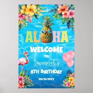 Poster Boas-vindas de Aniversário na Festa da Piscina Alo