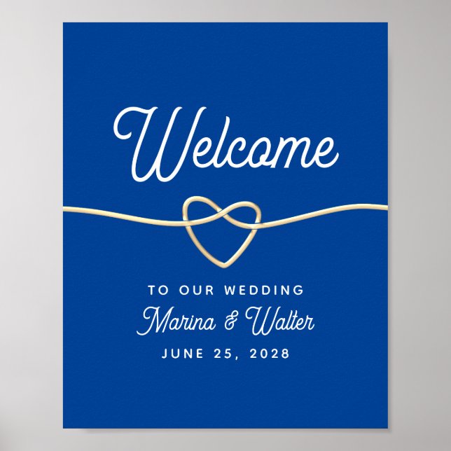 Poster Boas-vindas de Casamento Azul Real (Frente)