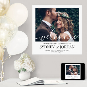 Poster Boas-vindas de Casamento Caligrafia Elegante Foto