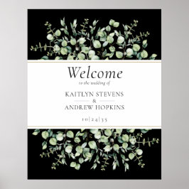 Poster Boas-vindas de casamento com Eucalipto Preto