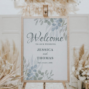 Poster Boas-vindas de casamento com folhagem rústica de e