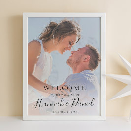 Poster Boas-vindas de casamento com foto moderna preta ca
