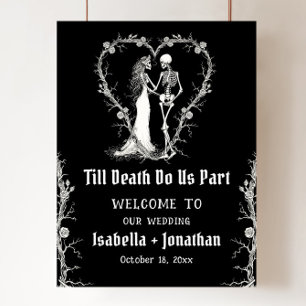 Poster Boas-vindas de casamento de esqueleto de Halloween