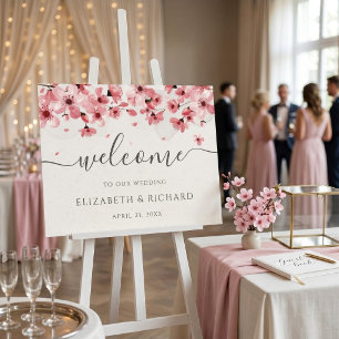 Poster Boas-vindas de casamento de flor de cerejeira flor