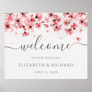 Poster Boas-vindas de casamento de flor de cerejeira flor