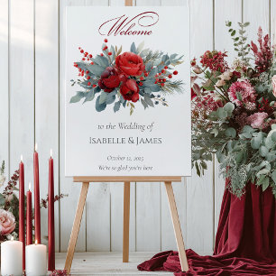Poster Boas-vindas de casamento de rosas Burgundy & Blush