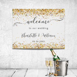Poster Boas-vindas de casamento em branco ouro elegante s