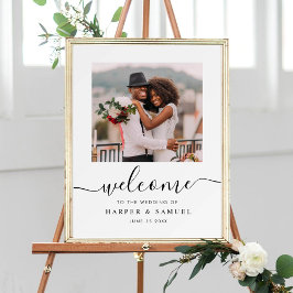 Poster Boas-vindas de casamento em foto com caligrafia pr