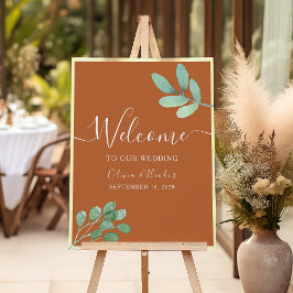 Poster Boas-vindas de casamento em terracota laranja quei