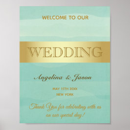 Poster Boas-vindas de casamento em verde menta