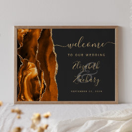 Poster Boas-vindas de casamento escuro laranja queimado Á