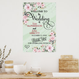 Poster Boas-vindas de casamento floral bonita
