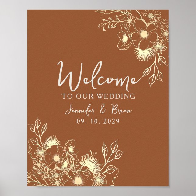 Poster Boas-vindas de Casamento Laranja Queimada (Frente)
