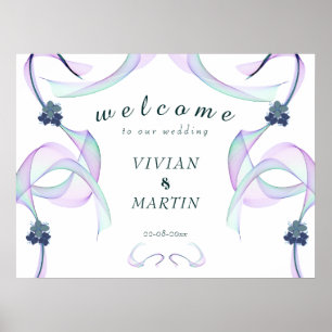 Poster Boas-vindas de casamento mini floral Purple Faith