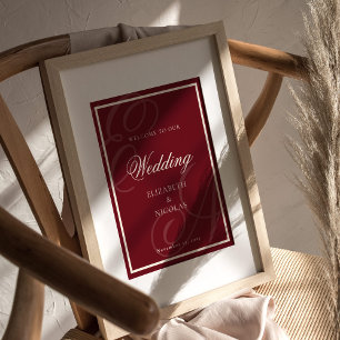 Poster Boas-vindas de casamento monograma de luxo e dinhe