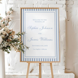 Poster Boas-vindas de casamento Old Money em listra azul