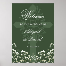 Poster Boas-vindas de casamento religioso Sage Green com