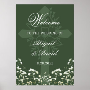 Poster Boas-vindas de casamento religioso Sage Green com 