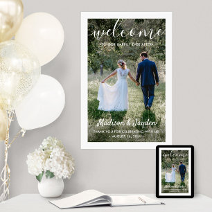 Poster Boas-vindas de Casamento Simples Moderno Script Br